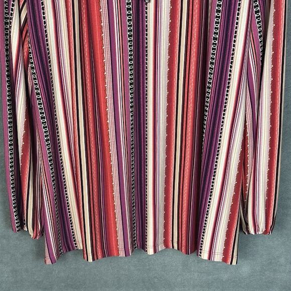 Susan Graver Top Womens 1X Pink Striped Liquid Knit Long Sleeve Stretch Comfort - Picture 3 of 12